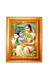 Yasoda and krishna Golden Designer Photo Frame | 10x14 Inch Religious Wall Hanging Frame for Home & Office Decoration | Hindu Deity Spiritual Gift Item