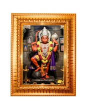Lord hanuman Golden Designer Photo Frame | 10x14 Inch Religious Wall Hanging Frame for Home & Office Decoration | Hindu Deity Spiritual Gift Item