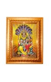 Shantharoop Bagavan Narashima Moorthi with Mahalaxmi Devi  Golden Designer Photo Frame | 10x14 Inch Religious Wall Hanging Frame for Home & Office Decoration | Hindu Deity Spiritual Gift Item