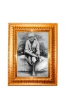 Shirdi Sai Baba Golden Designer Photo Frame | 10x14 Inch Religious Wall Hanging Frame for Home & Office Decoration | Hindu Deity Spiritual Gift Item