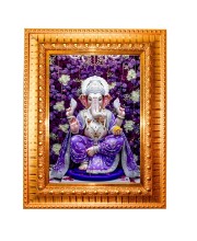 Lord ganesh Golden Designer Photo Frame | 10x14 Inch Religious Wall Hanging Frame for Home & Office Decoration | Hindu Deity Spiritual Gift Item