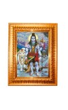 Lord Shiva Golden Designer Photo Frame | 10x14 Inch Religious Wall Hanging Frame for Home & Office Decoration | Hindu Deity Spiritual Gift Item
