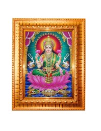 Goddess Lakshmi Golden Designer Photo Frame | 10x14 Inch Religious Wall Hanging Frame for Home & Office Decoration | Hindu Deity Spiritual Gift Item