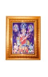 Goddess Durga Golden Designer Photo Frame | 10x14 Inch Religious Wall Hanging Frame for Home & Office Decoration | Hindu Deity Spiritual Gift Item