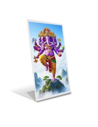 Car Desk/Table Top Lord Machamukh Ganesha Acrylic L-Style Photo Stand - 2.5x3.5 Inches, Compact and Stylish Spiritual Display