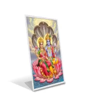 Car Desk/Table Top Lord Vishnu And Lakhsmi Acrylic L-Style Photo Stand - 2.5x3.5 Inches, Compact And Stylish Spiritual Display (F6662)