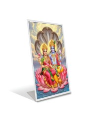 Car Desk/Table Top Lord Vishnu and Lakhsmi Acrylic L-Style Photo Stand - 2.5x3.5 Inches, Compact and Stylish Spiritual Display