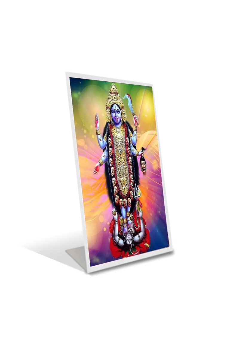 Car Desk/Table Top Jai Maa Kaali Acrylic L-Style Photo Stand - 2.5x3.5 Inches, Compact and Stylish Spiritual Display