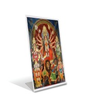 Car Desk/Table Top Maa Durga Acrylic L-Style Photo Stand - 2.5x3.5 Inches, Compact and Stylish Spiritual Display