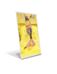 Car Desk/Table Top Shri Premanand Govind Sharan Ji Maharaj Acrylic L-Style Photo Stand - 2.5x3.5 Inches, Compact and Stylish Spiritual Display
