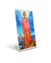 Car Desk/Table Top Swami Vivekananda Acrylic L-Style Photo Stand - 2.5x3.5 Inches, Compact and Stylish Spiritual Display