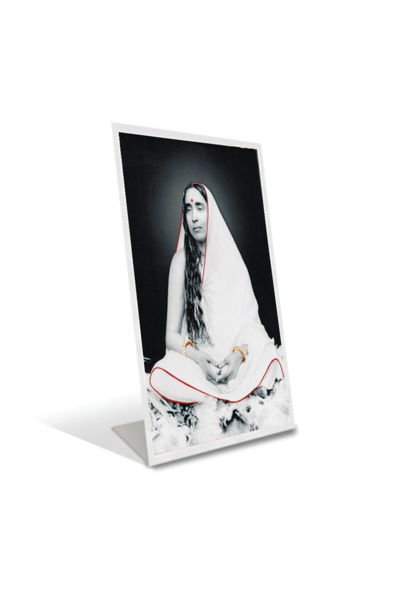 Car Desk/Table Top Sri Sarada Maa Acrylic L-Style Photo Stand - 2.5x3.5 Inches, Compact and Stylish Spiritual Display