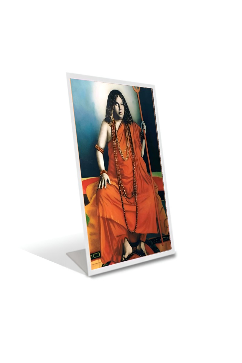 Car Desk/Table Top Swami Pranavananda Acrylic L-Style Photo Stand - 2.5x3.5 Inches, Compact and Stylish Spiritual Display