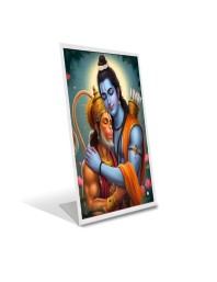 Car Desk/Table Top  Lord Ram Lord Hanuman Acrylic L-Style Photo Stand - 2.5x3.5 Inches, Compact and Stylish Spiritual Display