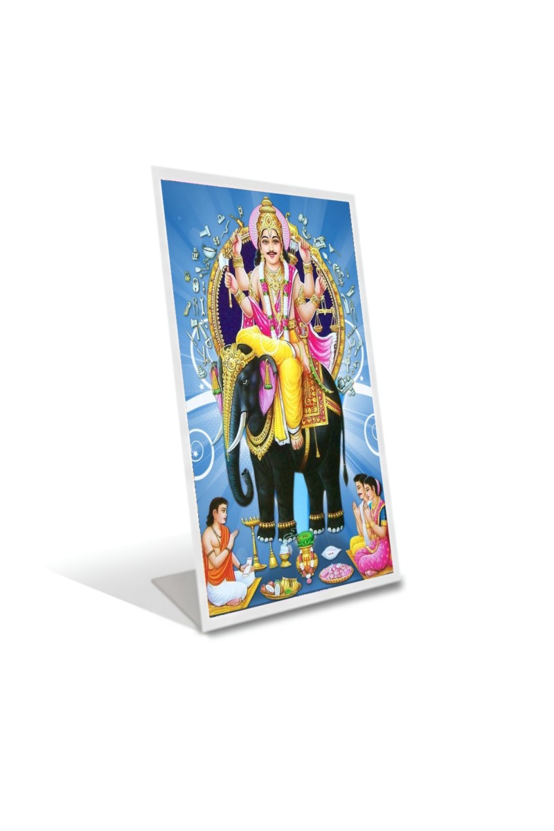 Car Desk/Table Top Lord Vishwakarma Acrylic L-Style Photo Stand - 2.5x3.5 Inches, Compact and Stylish Spiritual Display