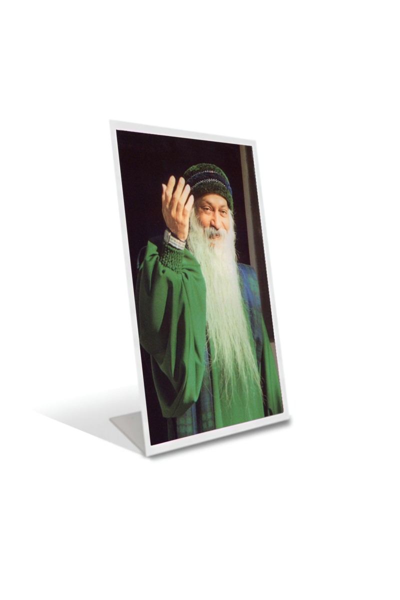 Car Desk/Table Top Bhagwan Shree Rajneesh Acrylic L-Style Photo Stand - 2.5x3.5 Inches, Compact and Stylish Spiritual Display
