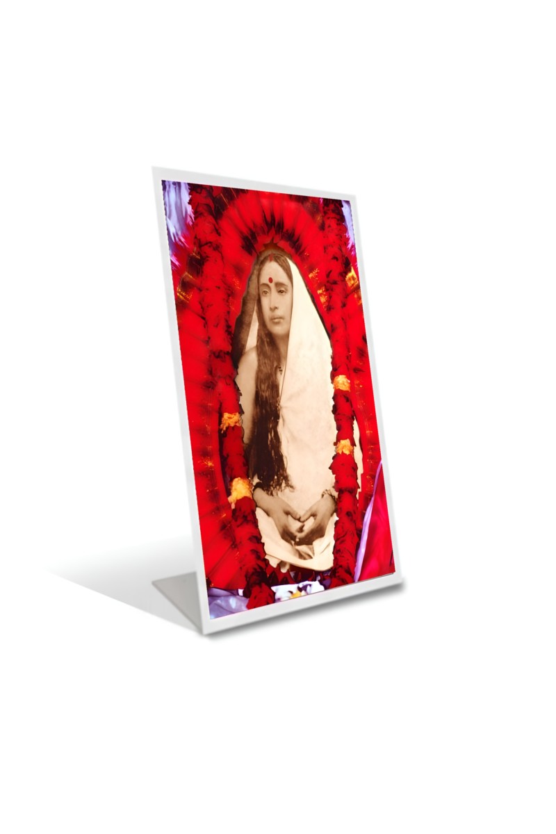 Car Desk/Table Top Devi Sarada Maa Acrylic L-Style Photo Stand - 2.5x3.5 Inches, Compact and Stylish Spiritual Display