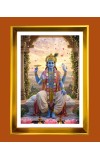 Lord  Vishnu Golden Photo Frame - 10x14 Inches | Elegant Wooden Frame for Home, Office & Temple Decoration | Spiritual Wall & Table Decor and Gift Item