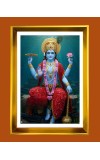 Lord Vishnu Golden Photo Frame - 10x14 Inches | Elegant Wooden Frame for Home, Office & Temple Decoration | Spiritual Wall & Table Decor and Gift Item