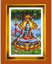 Lord shiva Golden Photo Frame - 10x14 Inches | Elegant Wooden Frame for Home, Office & Temple Decoration | Spiritual Wall & Table Decor and Gift Item