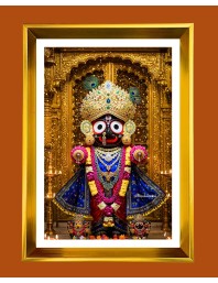 jai jagannath Golden Photo Frame - 10x14 Inches | Elegant Wooden Frame for Home, Office & Temple Decoration | Spiritual Wall & Table Decor and Gift Item