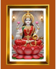 Maa lakshmi Golden Photo Frame - 10x14 Inches | Elegant Wooden Frame for Home, Office & Temple Decoration | Spiritual Wall & Table Decor and Gift Item