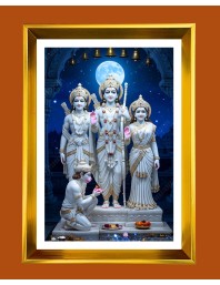 Lord Ram,sita,lakshman.hanuman Golden Photo Frame - 10x14 Inches | Elegant Wooden Frame for Home, Office & Temple Decoration | Spiritual Wall & Table Decor and Gift Item