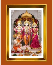 Lord Ram,sita,lakshman.hanuman Golden Photo Frame - 10x14 Inches | Elegant Wooden Frame for Home, Office & Temple Decoration | Spiritual Wall & Table Decor and Gift Item