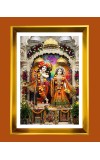 Divine Radha Krishna Golden Photo Frame - 10x14 Inches | Elegant Wooden Frame for Home, Office & Temple Decoration | Spiritual Wall & Table Decor and Gift Item