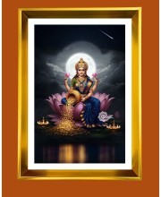 Maa Lakhsmi Golden Photo Frame - 10x14 Inches | Elegant Wooden Frame for Home, Office & Temple Decoration | Spiritual Wall & Table Decor and Gift Item