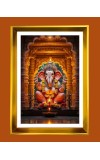 Lord Ganesh Golden Photo Frame - 10x14 Inches | Elegant Wooden Frame for Home, Office & Temple Decoration | Spiritual Wall & Table Decor and Gift Item