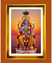 Lord vishnu Golden Photo Frame - 10x14 Inches | Elegant Wooden Frame for Home, Office & Temple Decoration | Spiritual Wall & Table Decor and Gift Item