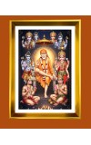  Shirdi Sai Baba  Golden Photo Frame - 10x14 Inches | Elegant Wooden Frame for Home, Office & Temple Decoration | Spiritual Wall & Table Decor and Gift Item