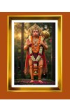 Lord Hanuman Golden Photo Frame - 10x14 Inches | Elegant Wooden Frame for Home, Office & Temple Decoration | Spiritual Wall & Table Decor and Gift Item