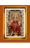 Devi Maa Durga Golden Photo Frame - 10x14 Inches | Elegant Wooden Frame for Home, Office & Temple Decoration | Spiritual Wall & Table Decor and Gift Item