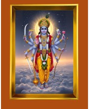  Lord Vishnu Golden Photo Frame - 10x14 Inches | Elegant Wooden Frame for Home, Office & Temple Decoration | Spiritual Wall & Table Decor and Gift Item