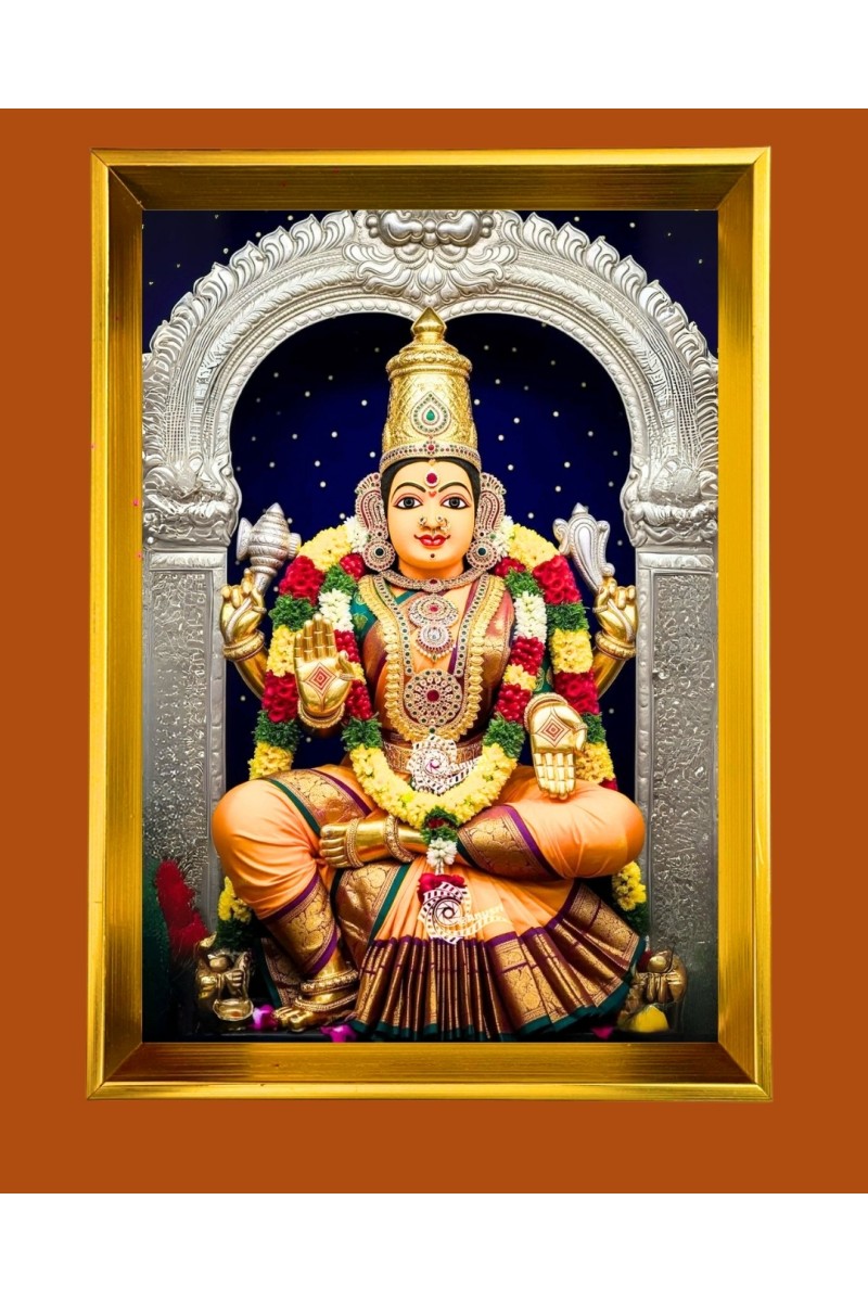 Mariamman Golden Photo Frame - 10x14 Inches | Elegant Wooden Frame for Home, Office & Temple Decoration | Spiritual Wall & Table Decor and Gift Item