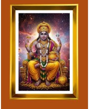 Lord Kubera Golden Photo Frame - 10x14 Inches | Elegant Wooden Frame for Home, Office & Temple Decoration | Spiritual Wall & Table Decor and Gift Item