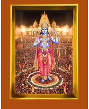 Jai Shree Raam Golden Photo Frame - 10x14 Inches | Elegant Wooden Frame for Home, Office & Temple Decoration | Spiritual Wall & Table Decor and Gift Item