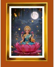 Maa Lakhsmi Golden Photo Frame - 10x14 Inches | Elegant Wooden Frame for Home, Office & Temple Decoration | Spiritual Wall & Table Decor and Gift Item