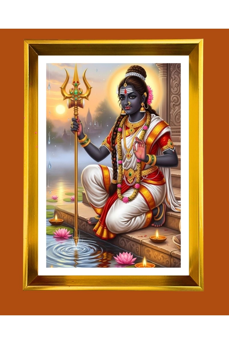 Lord Shiva Golden Photo Frame - 10x14 Inches | Elegant Wooden Frame for Home, Office & Temple Decoration | Spiritual Wall & Table Decor and Gift Item
