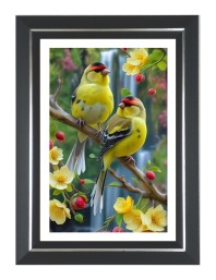 Goldfinch Birds Photo Frame | 10x14 Inch Black Designer Wall & Table Frame | Perfect for Gifting & Home Decor