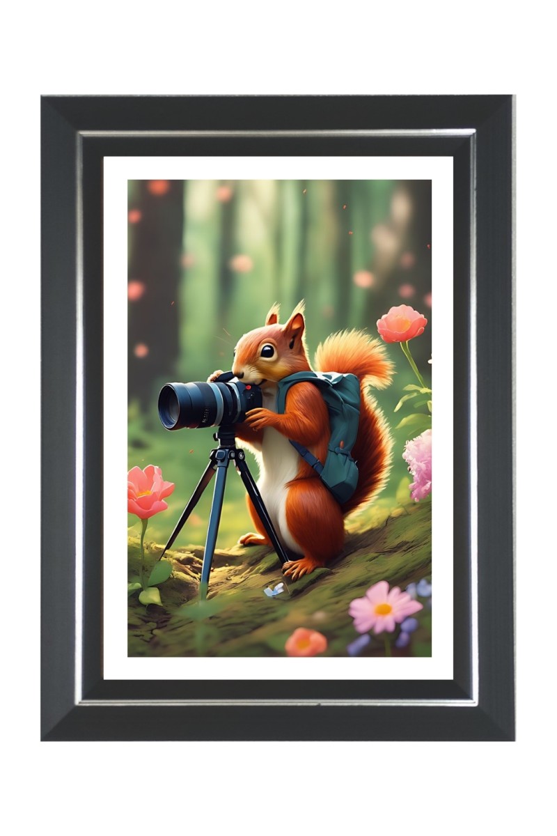 Squirrel Photo Frame | 10x14 Inch Black Designer Wall & Table Frame | Perfect for Gifting & Home Decor