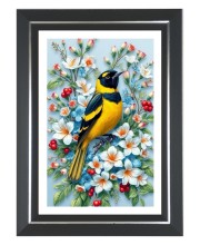 American Gold Finch Photo Frame | 10x14 Inch Black Designer Wall & Table Frame | Perfect for Gifting & Home Decor