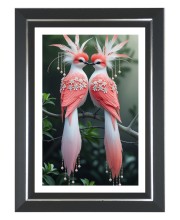 Regal Pink Birds Photo Frame | 10x14 Inch Black Designer Wall & Table Frame | Perfect for Gifting & Home Decor