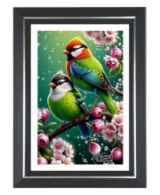 Paradise Flycatcher Photo Frame | 10x14 Inch Black Designer Wall & Table Frame | Perfect for Gifting & Home Decor