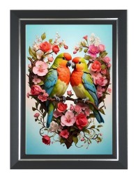 Rosy-faced lovebird Photo Frame | 10x14 Inch Black Designer Wall & Table Frame | Perfect for Gifting & Home Decor