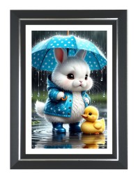 Rabbit and Duck Photo Frame | 10x14 Inch Black Designer Wall & Table Frame | Perfect for Gifting & Home Decor