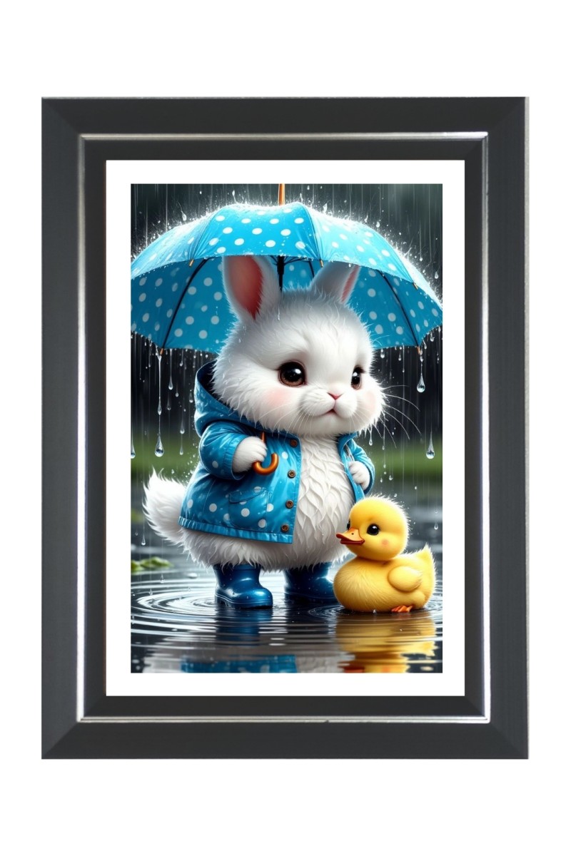 Rabbit and Duck Photo Frame | 10x14 Inch Black Designer Wall & Table Frame | Perfect for Gifting & Home Decor