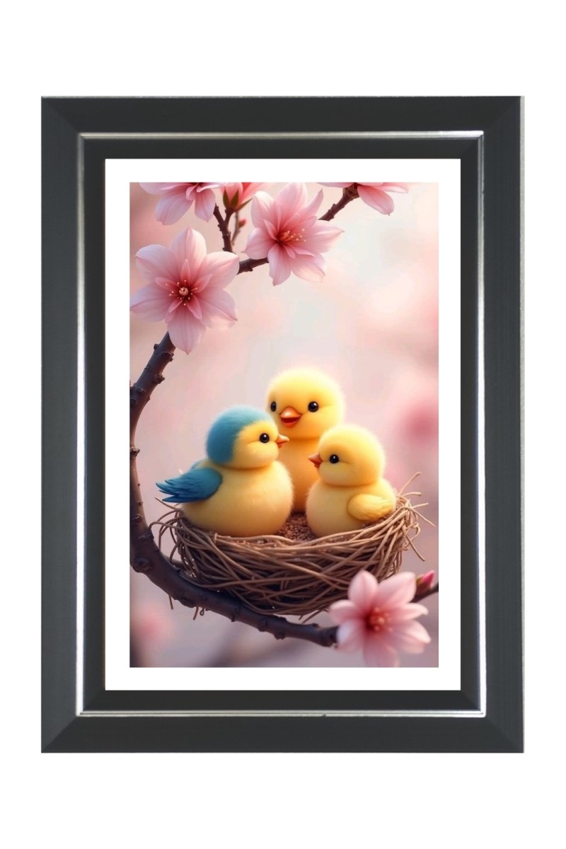 baby birds or ducklings Photo Frame | 10x14 Inch Black Designer Wall & Table Frame | Perfect for Gifting & Home Decor